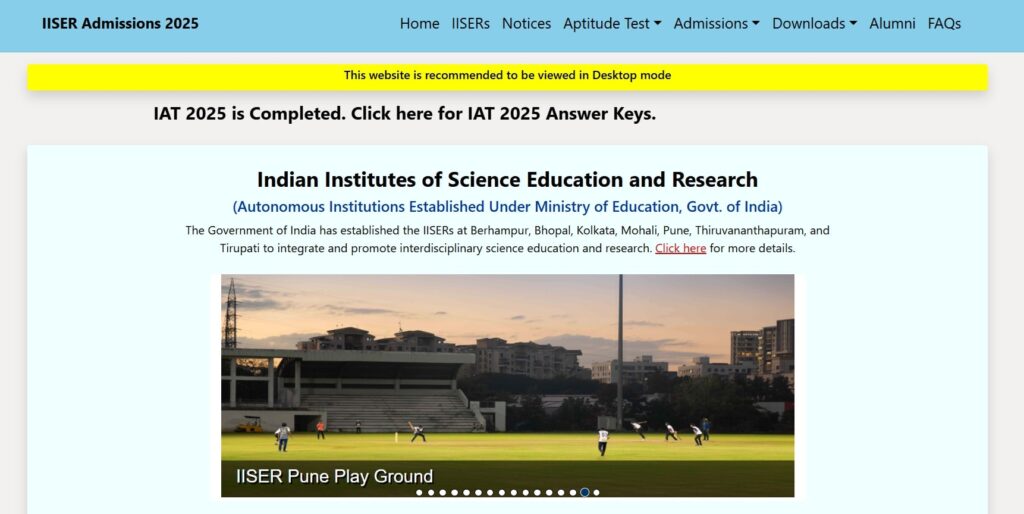 IISER Result 2025