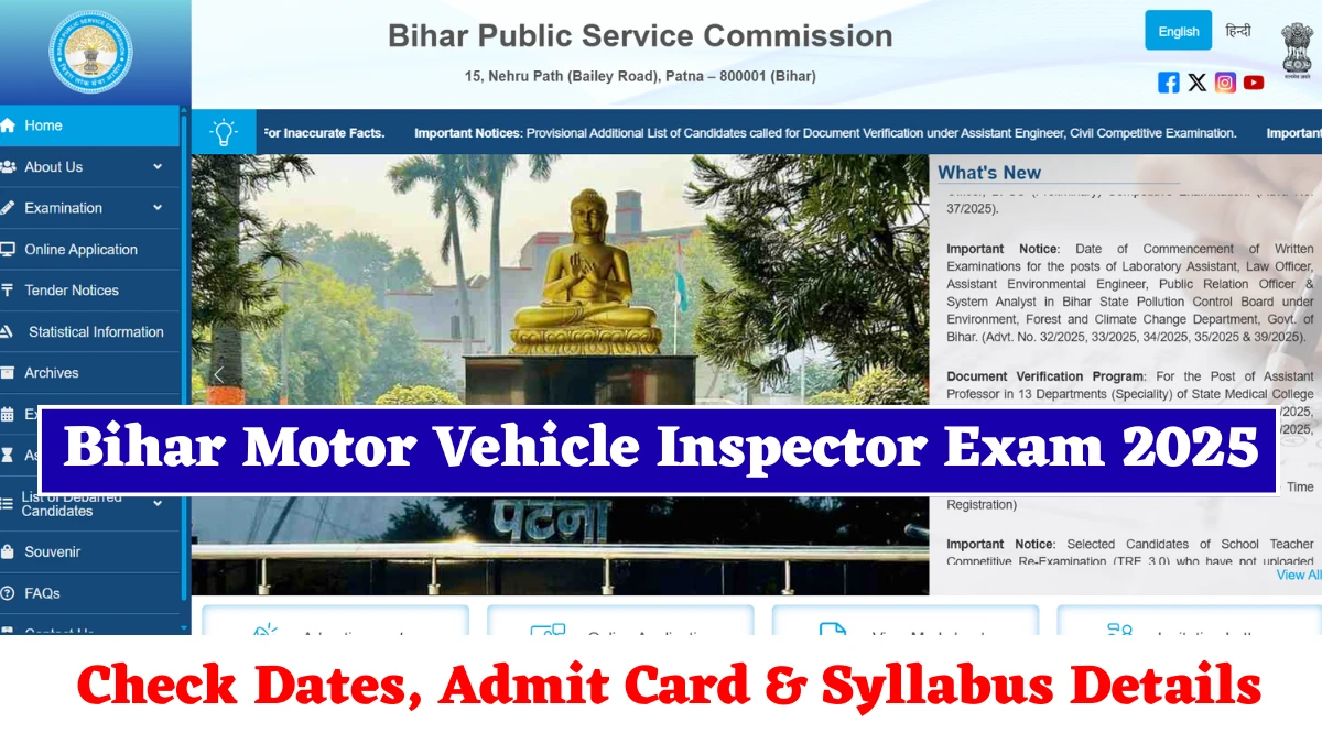 Bihar Motor Vehicle Inspector Exam 2025