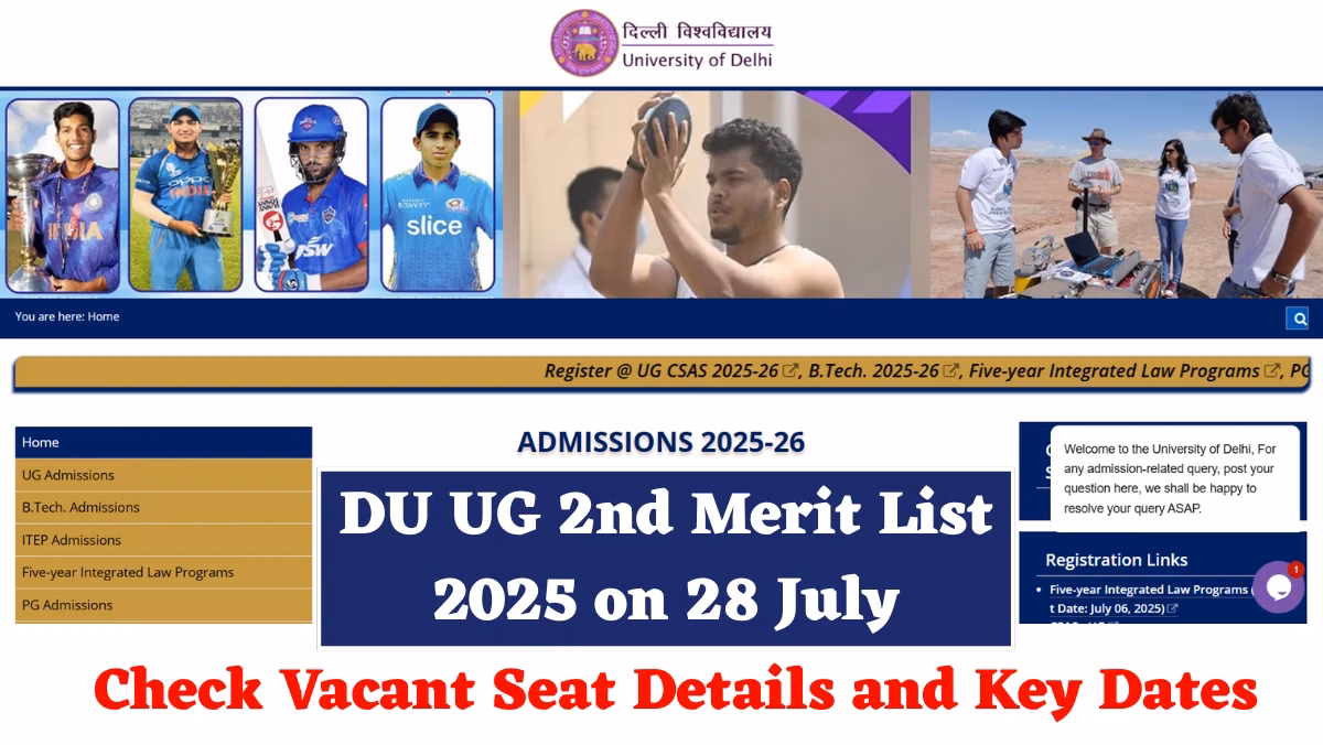 DU UG 2nd Merit List 2025 on 28 July
