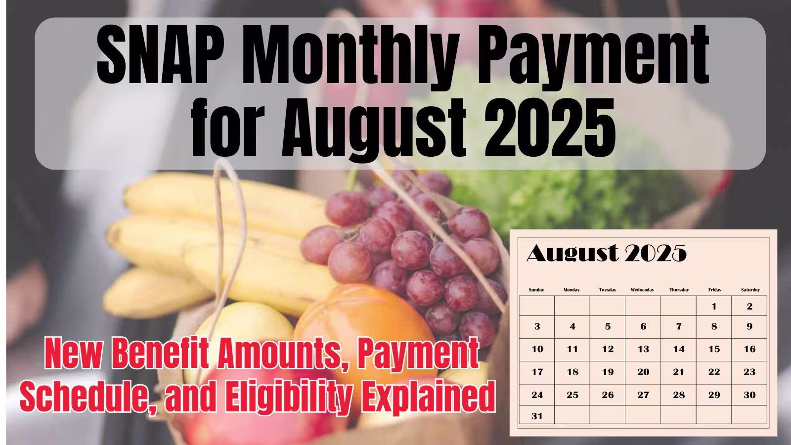 SNAP Monthly Payment for August 2025